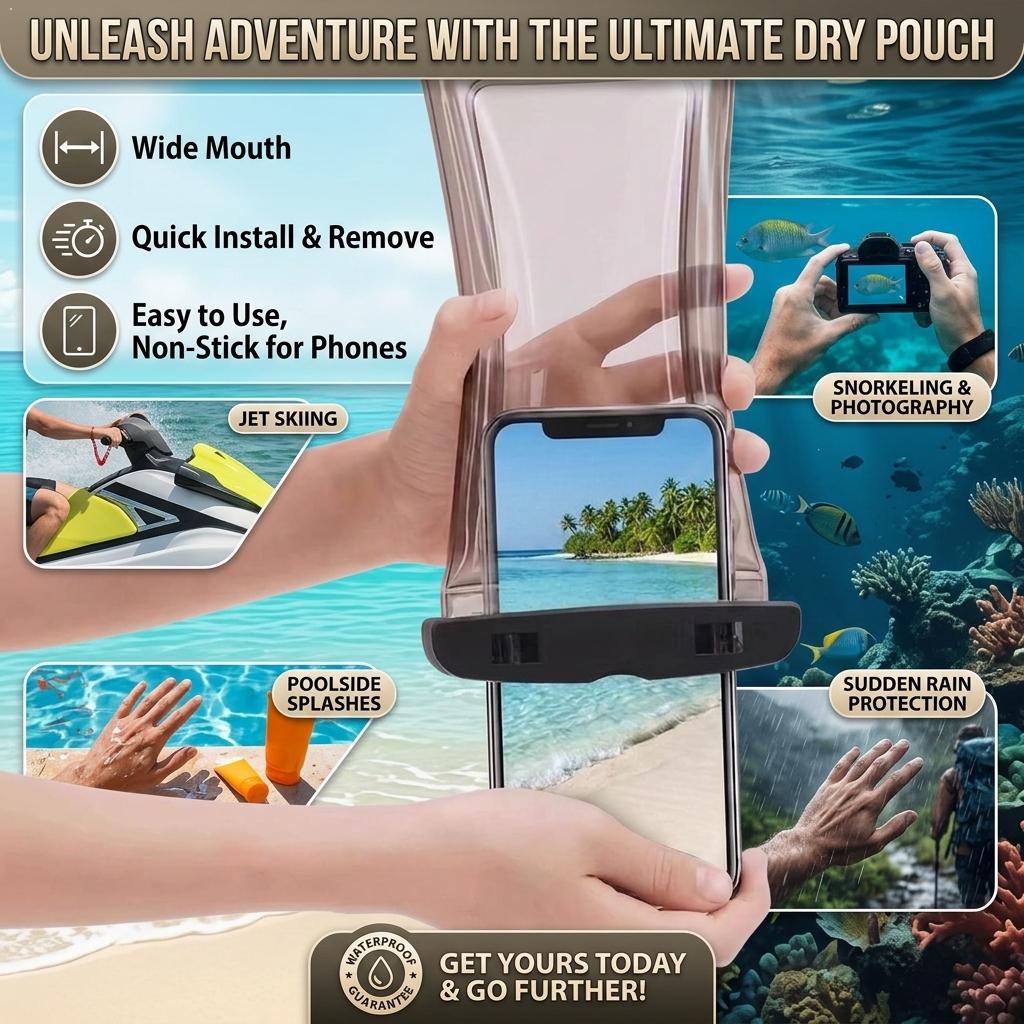 Dry Bag Waterproof - حافظة هاتف مقاومة للماء شفافة، حقيبة