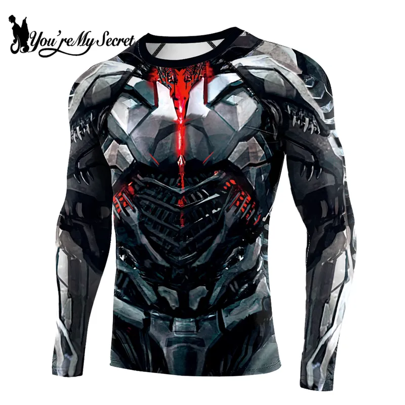 Rash Guard - قميص ضاغط للرجال بأكمام طويلة مطبوع