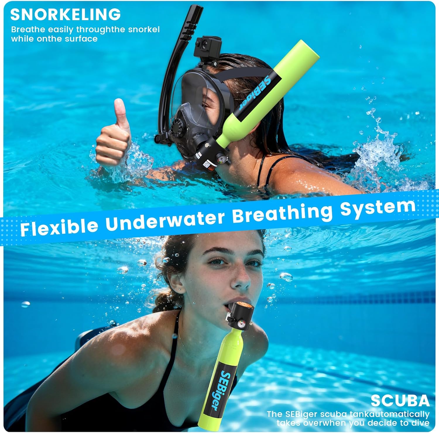خزان غوص صغير سعة 0.5 لتر مع ق - مراجعة Snorkel Set وسعره